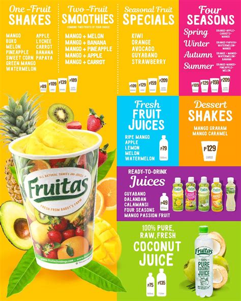Fruitas Menu Prices .
